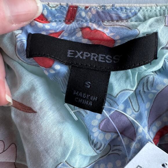 Sm Y2K VTG NWT Express Blue Tiered Mini Skirt Floral Rhinestone Coquette Fairy - Picture 5 of 7